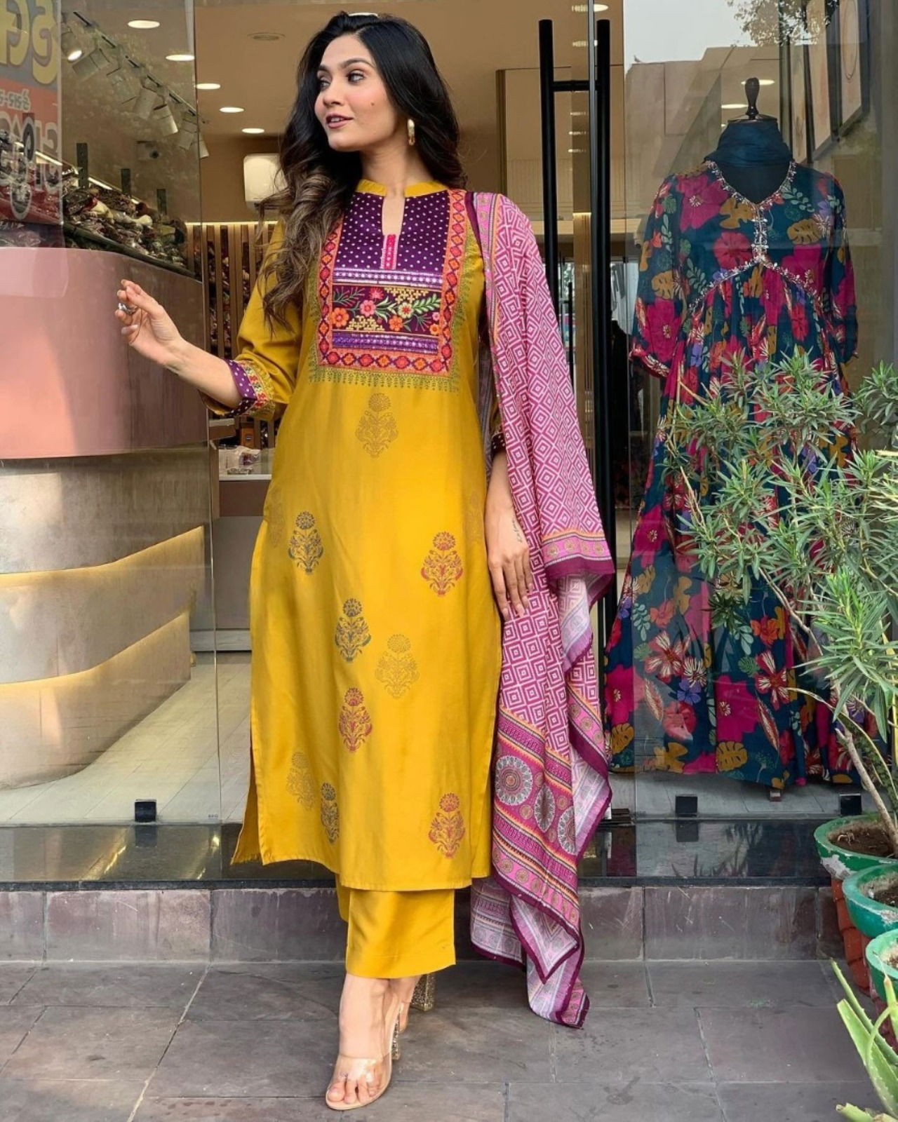 Kalaai Designer Chanderi Printed Kurti With Bottom Dupatta Catalog